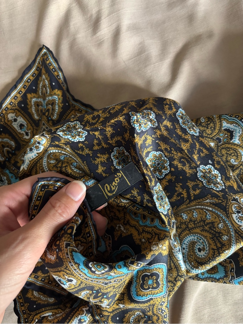 Vintage Cino’s Italian Silk Paisley Scarf Made in Italy